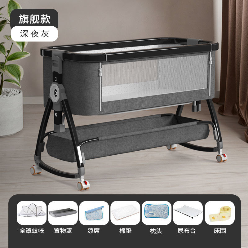 Aluminum alloy baby crib - portable, foldable, multi-functional bassinet - newborn splice bed