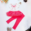 Export original order baby girl spring summer bowspure cottontops gauze skirt butt curtain pure cotton baby pants suit