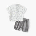Baby summer outfit set: trendy cartoon animal print shirt & cute casual pants - korean style two-piece set for boys