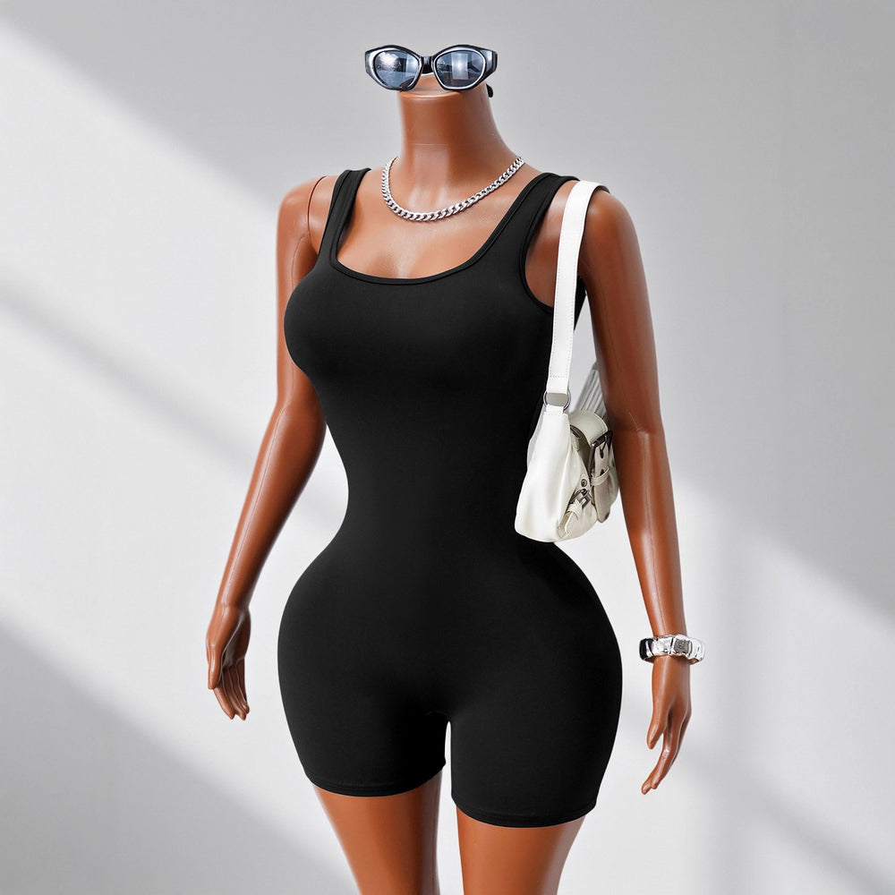 Personalized american summer sports style u-shaped backless jumpsuit cross-border women's tight high elastic yoga jumpsuit