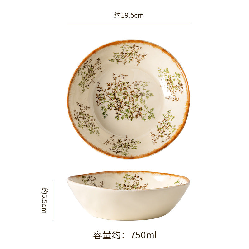 European retro irregular ceramic bowl, plate, and dish set - stylish, high-value tableware for restaurants and home use, rustic farmhouse ceramic dinnerware set