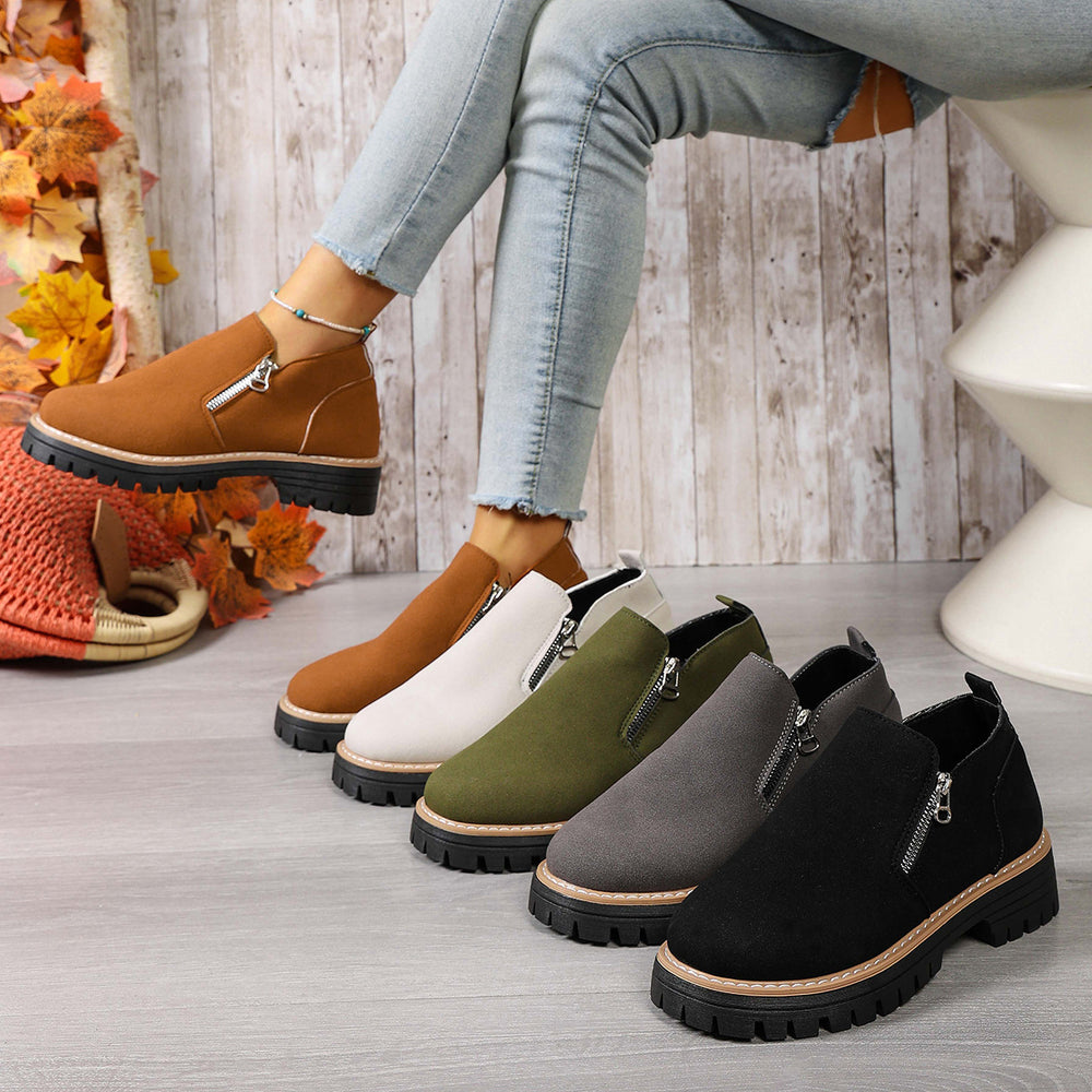 Amazon fashion cross-border plus size 35 to 43 fall and winter beautiful versatile thick heel suede side zipper fashion boots wholesale