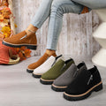 Amazon fashion cross-border plus size 35 to 43 fall and winter beautiful versatile thick heel suede side zipper fashion boots wholesale