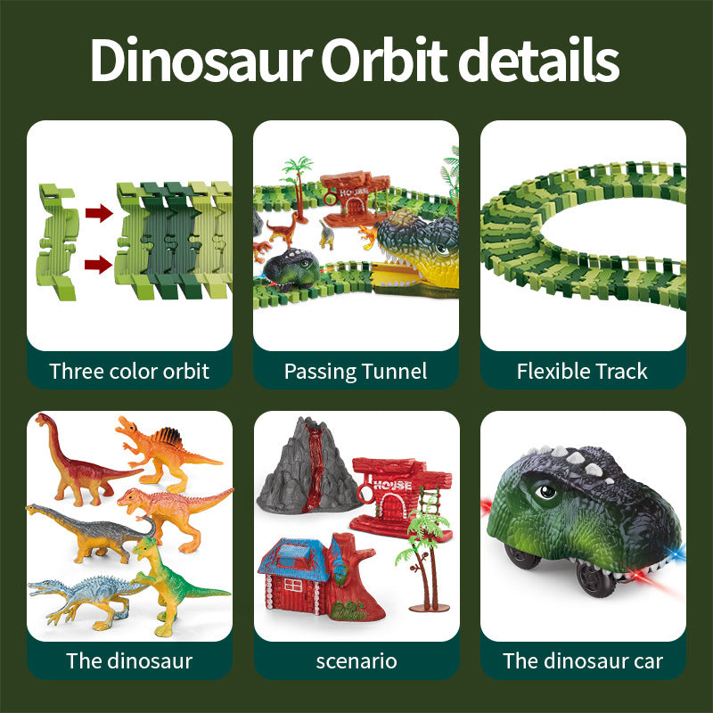 amazon hot-selling dinosaur track car kids' assembly toy, versatile roller coaster electric train wholesale