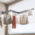 No punching foldable clothes drying rack wall hanging invisible shrink clothes drying pole indoor and outdoor telescopic for home balcony drying quilt handy gadget