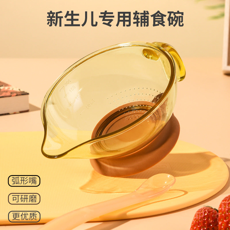 Baby food bowl, newborn baby feeding water special training bowl, newborn rice paste powder grinding bowl, suction cup bowl tableware