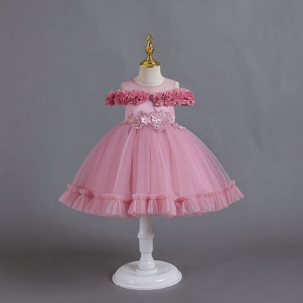 Export small children's tulle kids dress petals princess dress baby girl one year old dressbaby dress