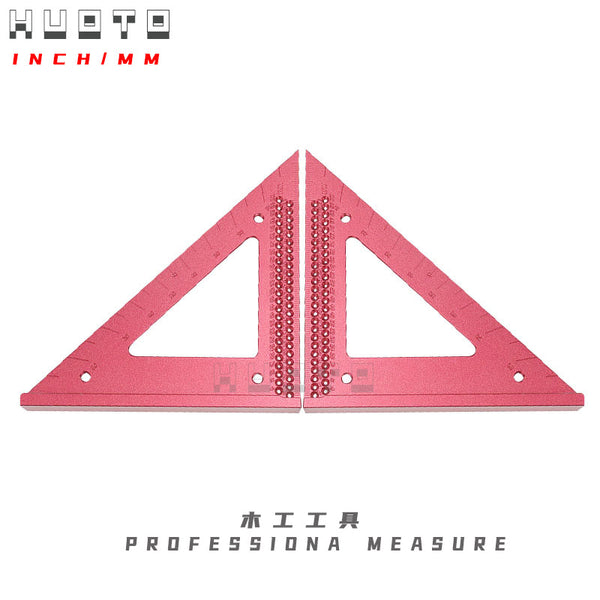 HUOTO line drawing ruler 45 ° aluminum alloy triangle ruler, line crossing device, hole ruler, multi-functional line drawing ruler, woodworking tools