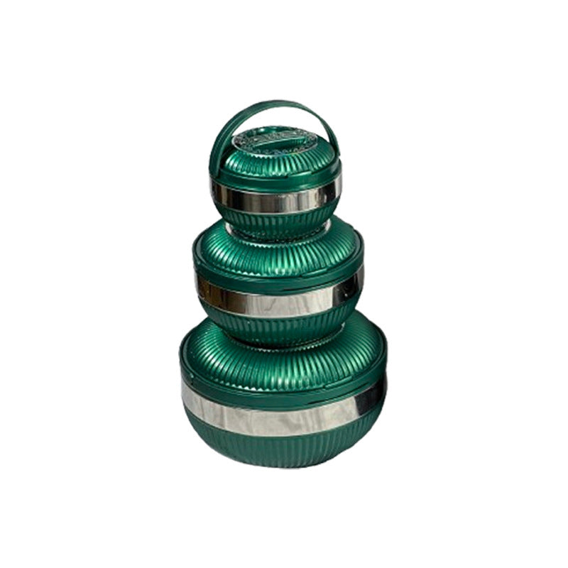 3pcs insulated round food container - food grade, airtight, long-lasting temperature lock lunch box - dropshipping available - perfect for office workers