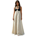 spring european and american cross-border casual and lazy style trendy wide shoulder strap contrast color tube top suspender large swing long skirt