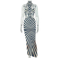 Fashion styleexport party hot women's clothing zebra print hip skirt backless hanging collar tie backnew arrivaldress