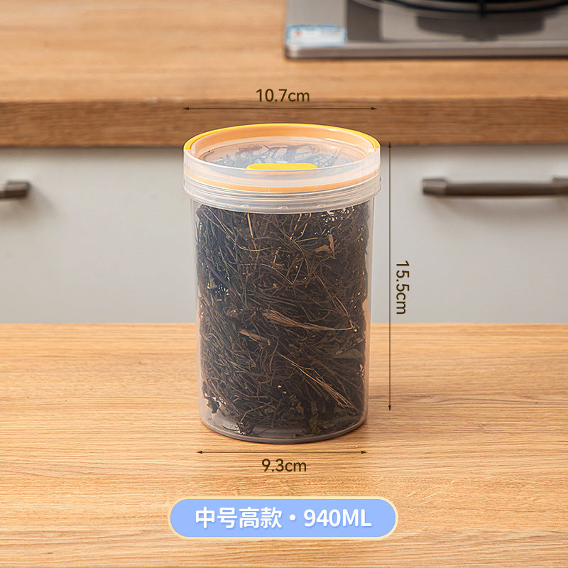 Kitchen plastic transparent grain jar fresh-keeping spices scented tea tangerine peel sealed jar food grade portable round storage box