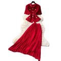 export tweed style short-sleeved stand-up collar topspleated skirttwo-piece setfemale spring and summerwork clothingeleganceelegantsuit