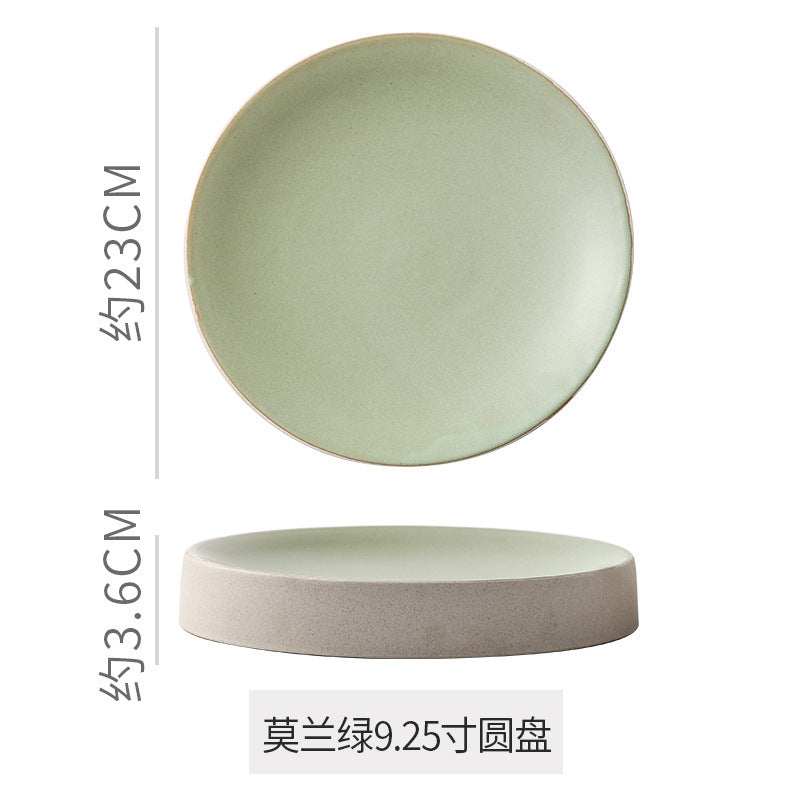 Stylish high-looking clay western food snack round plate restaurant hotel for home pastry dessert plate classy plate