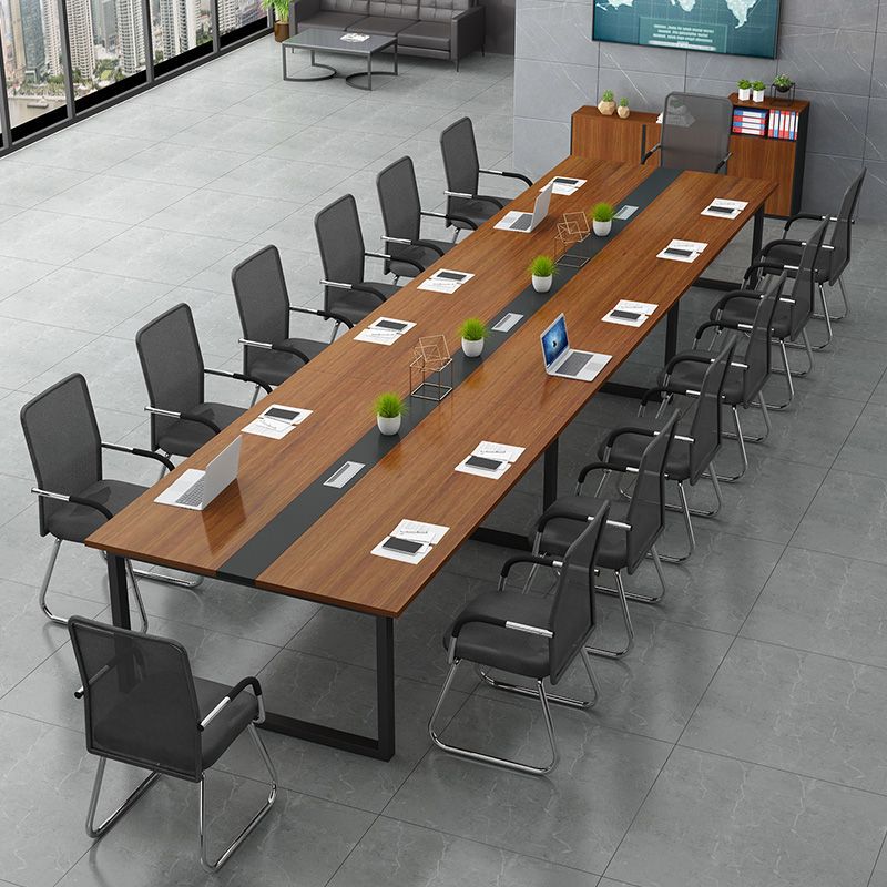 Conference table - modern minimalist long table for meeting rooms, reception, and negotiations - simple workstation desk and chair set