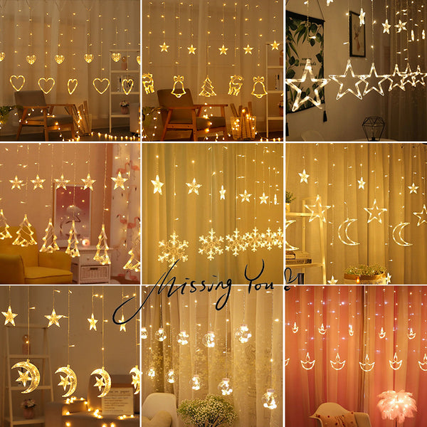 LED Star Curtain Light Gypsy Birthday Room Bedroom Scene Lights Snowflake Wishing Ball Decorative Curtain Light