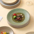 Stylish high-looking clay western food snack round plate restaurant hotel for home pastry dessert plate classy plate