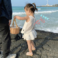 Girls' hollow-out tank top and skirt set - summer kids' open-back two-piece outfit - breathable, casual, and versatile