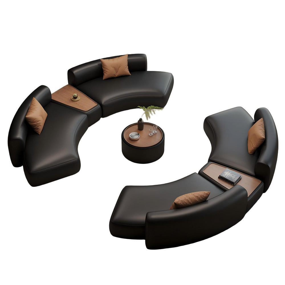 new luxury black semi-circular office sofa set - ideal for business meetings and reception areas