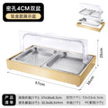 Stainless steel titanium outer frame + bottom basin 6.5cm high + double grid inner basin with dense holes 4cm high + double flip cover (with 3 ice plates)