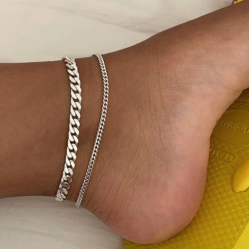 Wholesale alloy anklets: european and american cross-border jewelry, exaggerated and unique designs, trendy multi-layer snake bone anklets for women