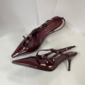 2026 summer european and american style patent leather stiletto peep-toe sandals women's single strap cat heel pointed toe back strap high heels