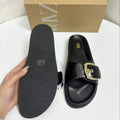 Za boken women's summer leather strap buckle chunky pvc thong sandals - comfortable soft sole beach sandals
