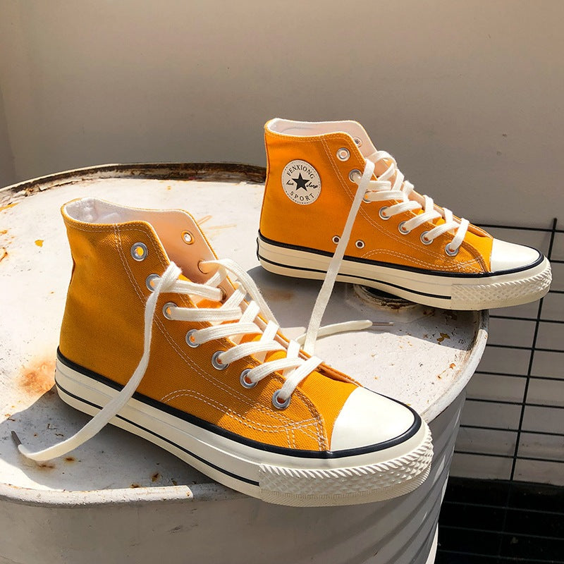 Classic 1970s canvas shoes men's high-top oiled leather couple style korean versatile student cloth shoes trendy men's footwear
