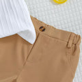 Children's clothingwhite vertical stripes short-sleeved shirt + khaki shorts two-piece set shirt