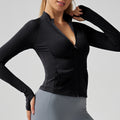 Women's slim-fit fleece yoga top & cardigan set - long sleeve activewear for pilates, workout, and yoga