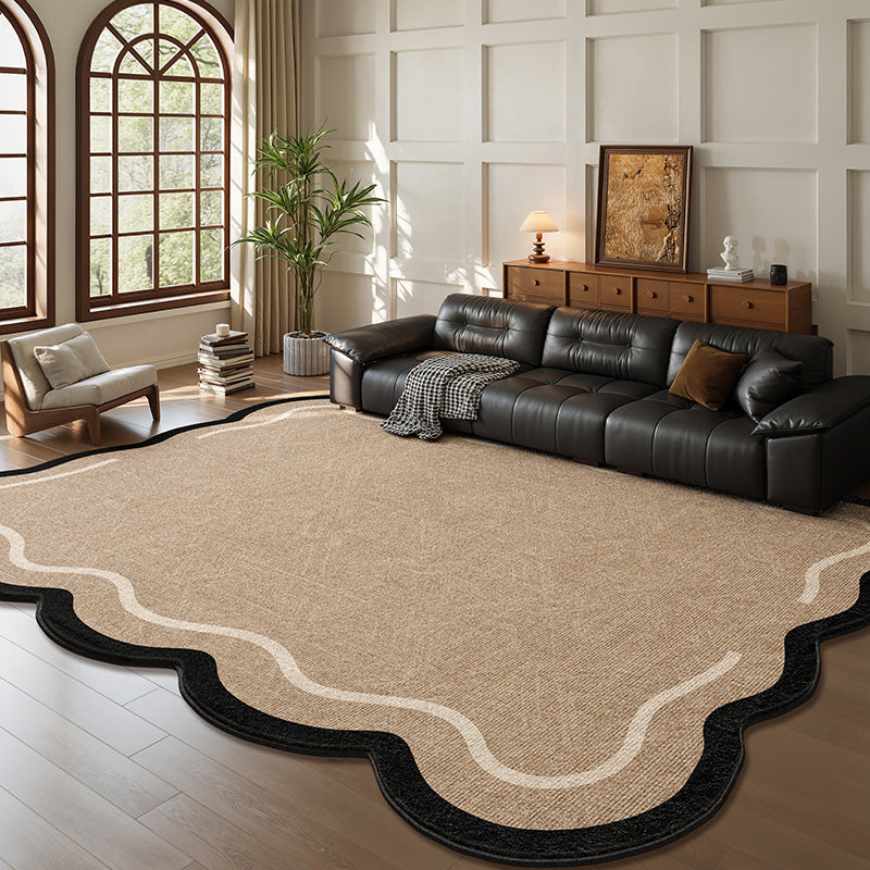 Vintage-inspired area rug for living room, new thickened retro irregular shaped bedroom sofa mat, waterproof, washable, and wipeable