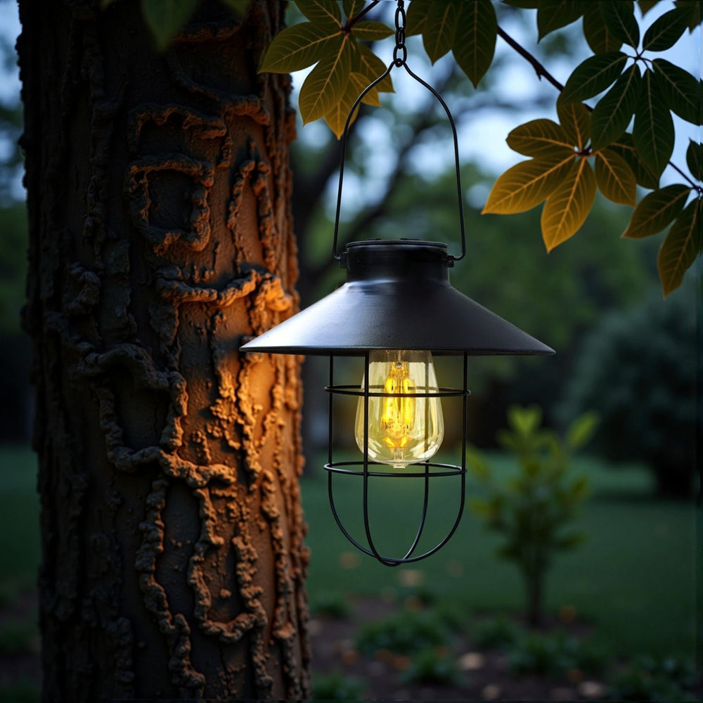 Solar powered retro garden light - outdoor hanging decorative lamp for balconies - waterproof hanging light - camping night light