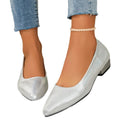 spring/autumn women's chunky heel pumps - plus size, export quality, sequined pointed toe, slip-on flats - wholesale