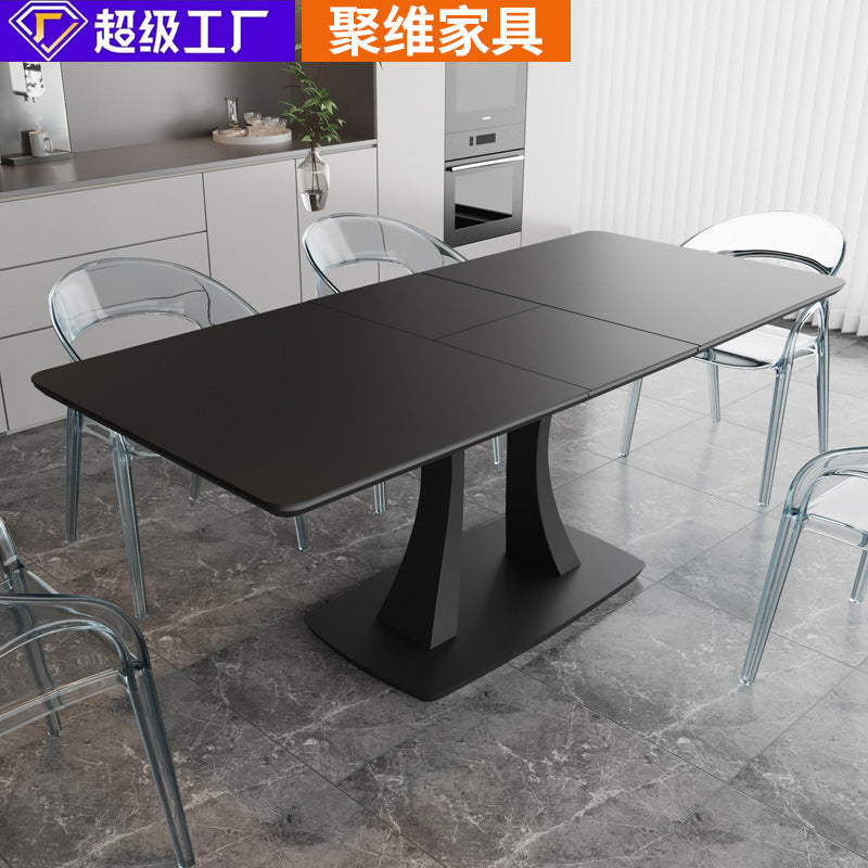 Customizable italian minimalist rectangular extendable dining table - light luxury, high-end, perfect for small apartments and living rooms