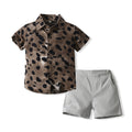 Stylish boys' summer outfit: trendy short-sleeve set for older kids - new summer collection featuring a floral shirt two-piece set