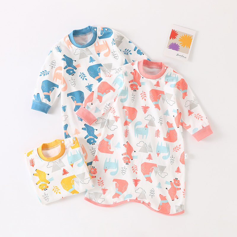 Baby pajamas autumn winter cute baby girl pure cotton one-piece sleep dress children's warm robe sleep sack onesie