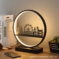 Minimalist modern nordic table lamp - bedside night light with round reindeer design, touch & remote control, usb charging port