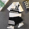 Boys' summer short-sleeve outfit:  new trendy style, stylish baby clothes, kids' summer cool & edgy apparel