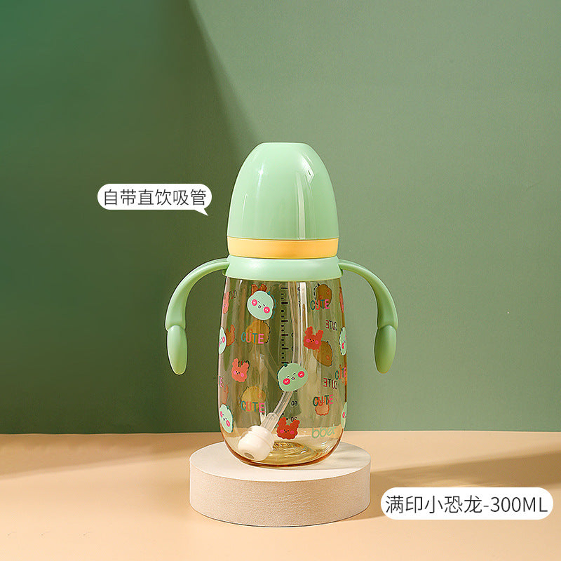 Baby bottle wide diameter direct drinking straw cup anti-colic ppsu water cup multi-capacity baby feeding bottle anti-fall