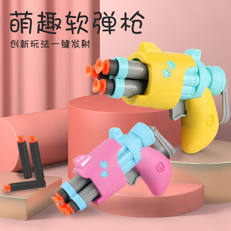 Douyin boy carrot new toy mini gun manual soft bullet revolver indoor kids toy gun suction cup bullet