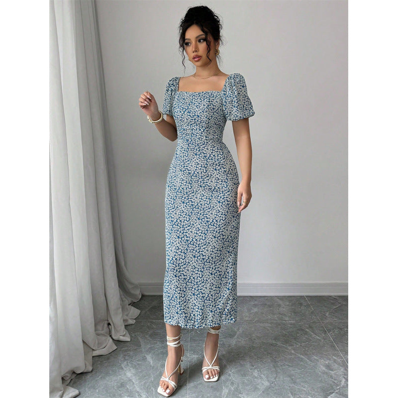 Ebay fashion cross-border export women's summer silmfashionslimming look floral dress