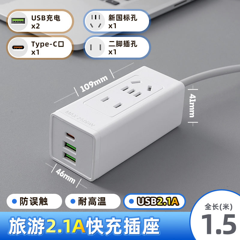 Mini socket power strip - multifunctional usb fast charging power strip - portable power strip for office, travel, and everyday use