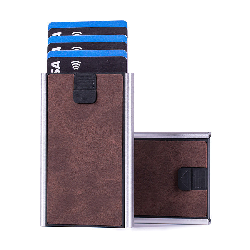 Premium texture card bag, aluminum alloy card bag, anti-magnetic metal card box, light card sleeve, automatic pop-up credit card bag