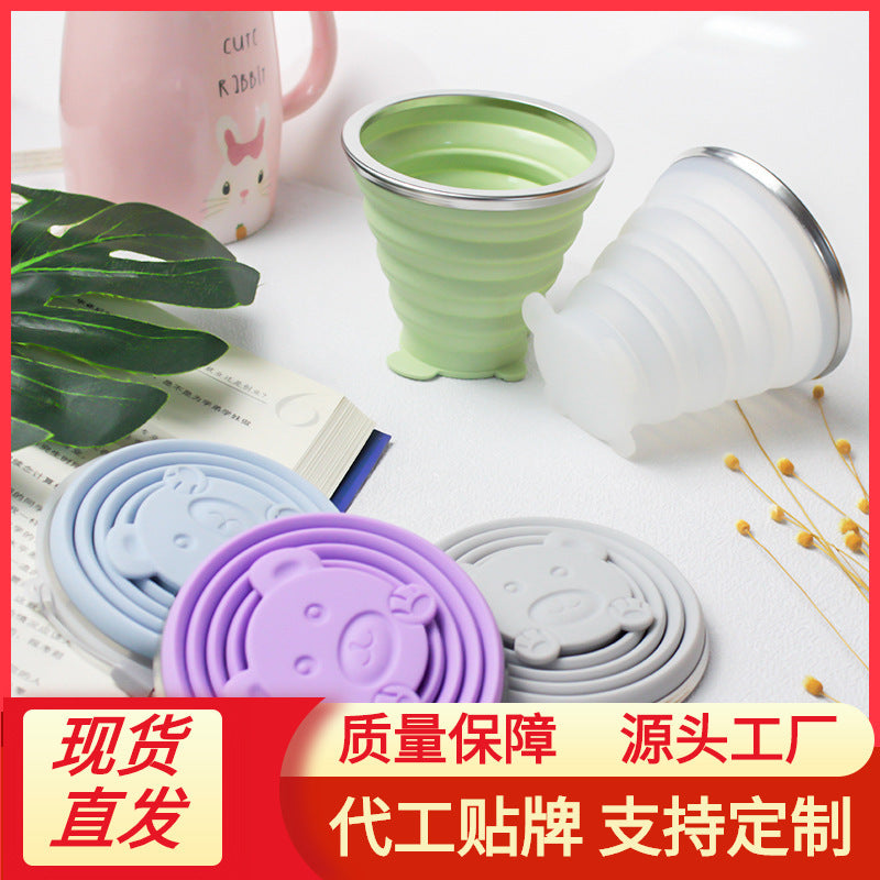 Collapsible water cup, portable cup, rinse cup, retractable cup, silicone travel cup, folding cup, travel compression cup, outdoor