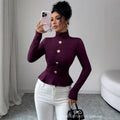 European and american cross-border women's fashion:  new autumn collection - solid color button-down long sleeve top