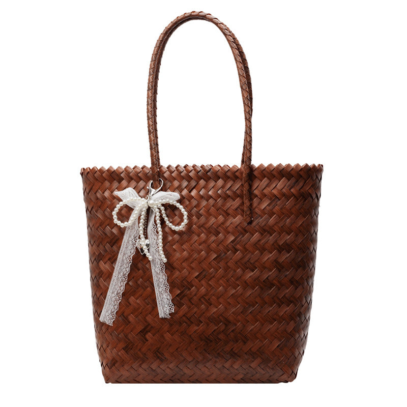 Cross-border Internet celebrity vegetable basket vacation style leisure beach bag straw bag woven bag women's bag retro shoulder bag