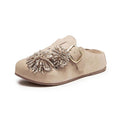 Beautiful rhinestone fireworks bokenflats women's outwear2026new arrival thick sole toe-cap half-toe mules shoes