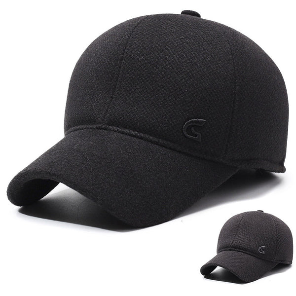 New middle-aged and elderly autumn and winter cap fashionable versatile dad hat fleece ear protector baseball cap woolen hat wholesale