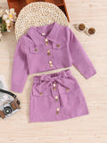 european and american girls' spring/autumn long-sleeved cropped jacket top + bow a-line skirt set - cross-border fashion