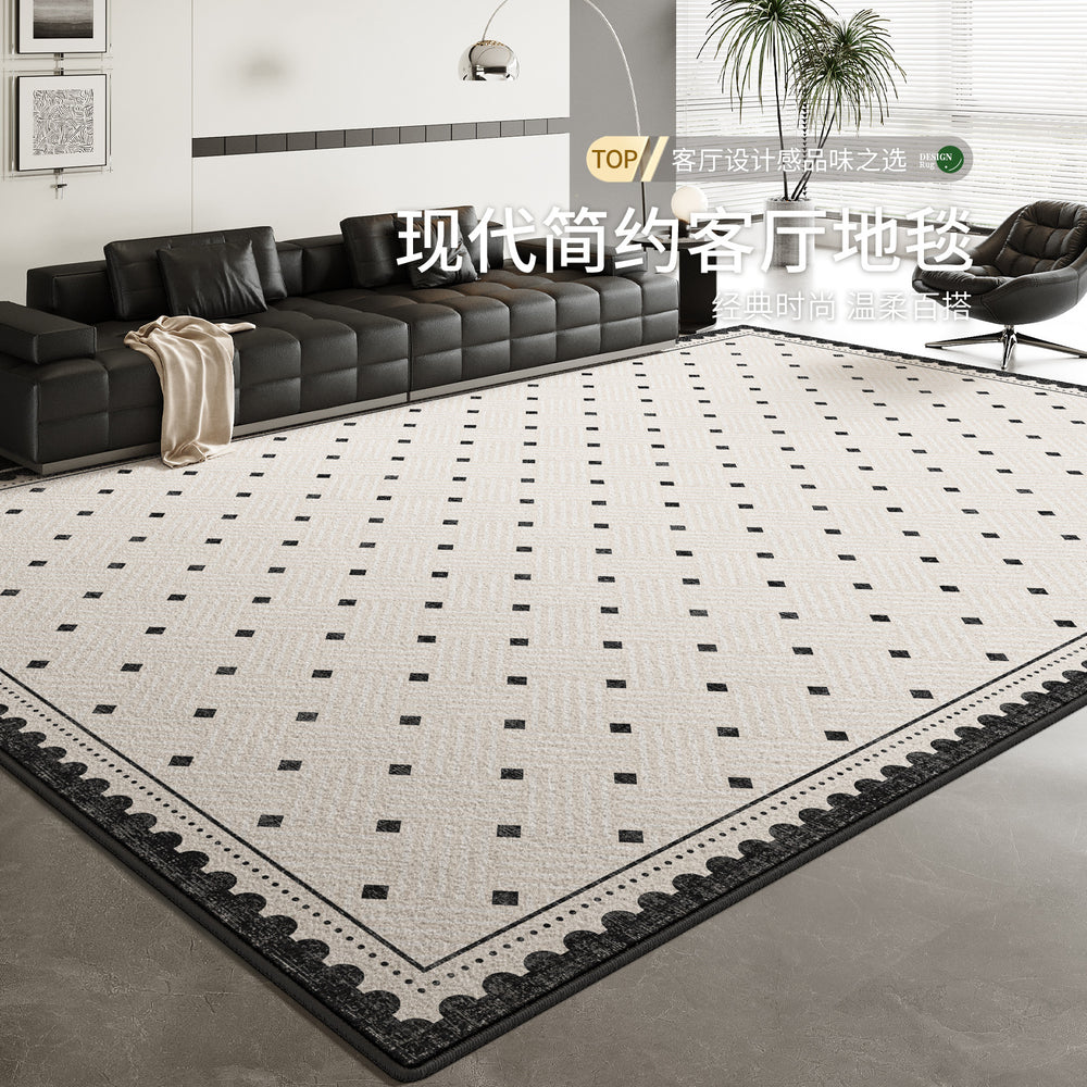 Carpet living room french style black and white grids waterproof anti-fouling sofa cushion no-wash wipeable stain-resistant bedroom bedside blanket